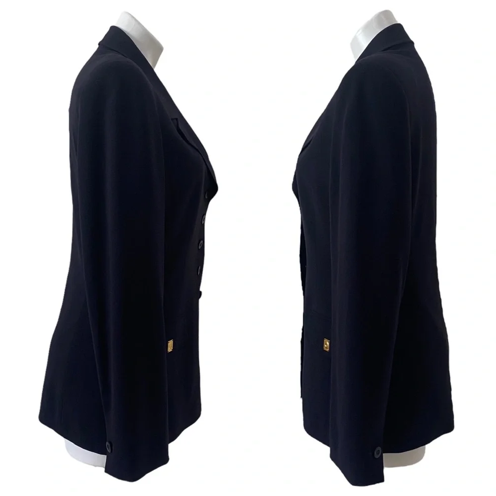 ESCADA wool navy black blazer jacket sz 38 - business casual - formal - stretchy - Picture 4 of 13